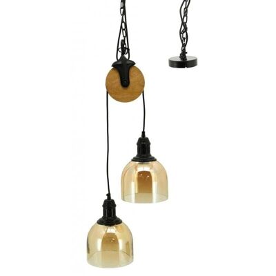 Pendant lamp in amber and shiny glass and metal-NLA2950V