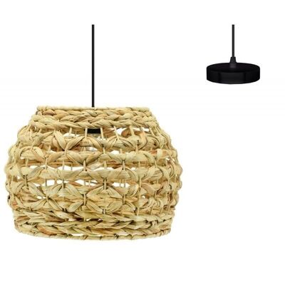 Lámpara colgante redonda en jacinto natural y metal-NLA3000