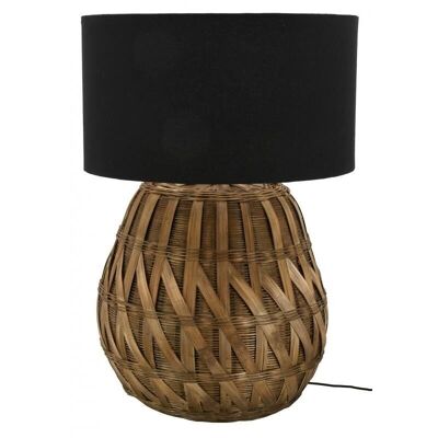 Lampe ronde en bambou naturel tressé et coton-NLA3060