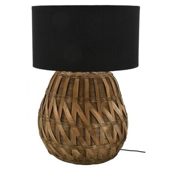 Lampe ronde en bambou naturel tressé et coton-NLA3060 1