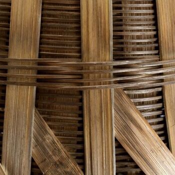 Lampe ronde en bambou naturel tressé et coton-NLA3060 3