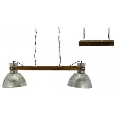 Suspension 2 lights in recycled wood and metal-NLA3090