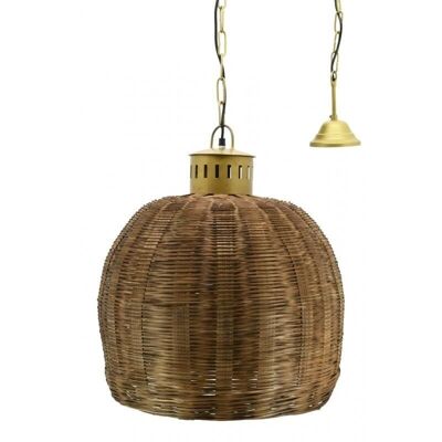 Lámpara colgante en bambú teñido y metal dorado-NLA3100