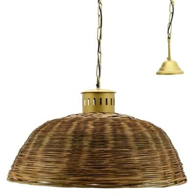 Lámpara colgante en bambú teñido y metal dorado-NLA3112