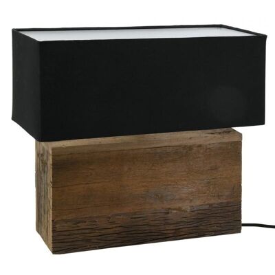 Lámpara rectangular en madera reciclada y algodón negro-NLA3140