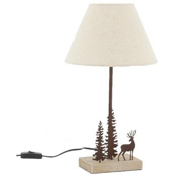 Lampe en métal et bois cerf et sapins-NLA3160 1