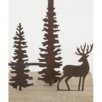 Lampe en métal et bois cerf et sapins-NLA3160 3