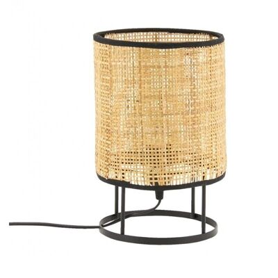 Round bedside lamp in metal and caning-NLA3230