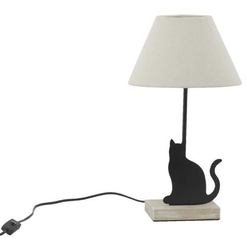 Lampe chat en métal et bois-NLA3410