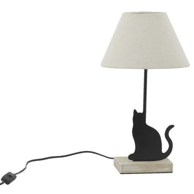 Lámpara gato de metal y madera-NLA3410
