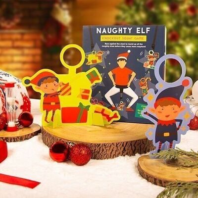 Navidad Naughty Elf Knockout Squat Juego