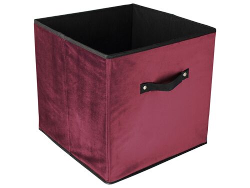 Burgundy red foldable Gusta velvet storage boxes