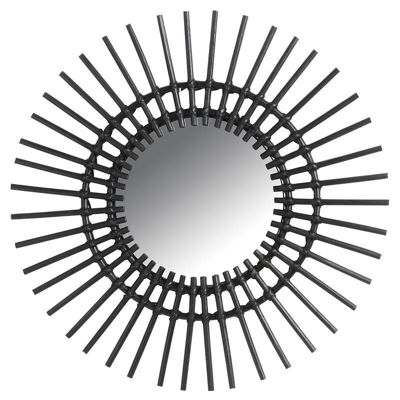 Black rattan sun mirror-NMI1450V