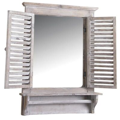 Stained wood mirror window with shelf-NMI1610V