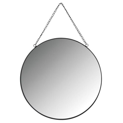 Miroir rond en métal laqué noir-NMI1660V