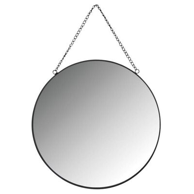 Round mirror in black lacquered metal-NMI1660V