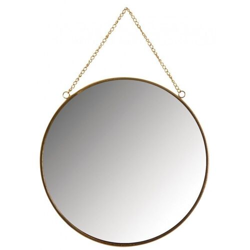 Miroir rond en métal laqué doré-NMI1670V