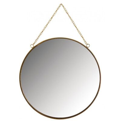 Round mirror in gold lacquered metal-NMI1670V