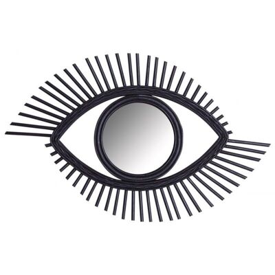 Black rattan eye mirror-NMI1760V