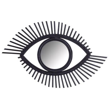 Miroir oeil en rotin noir-NMI1760V 1