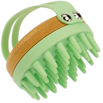 Brosse de massage, bambou et silicone, verte, 84 x 78 x 80 mm 3