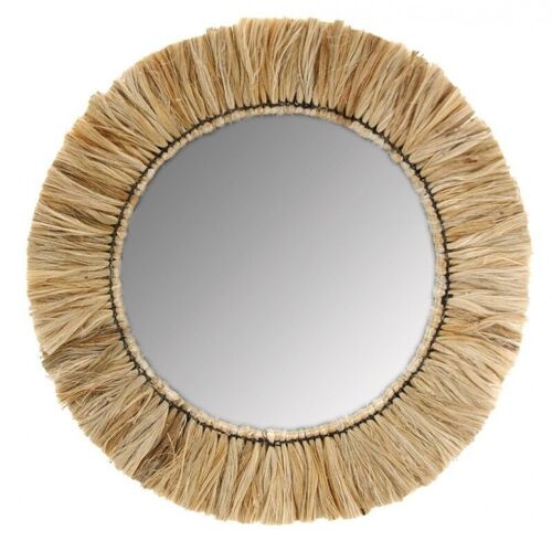 Miroir rond en jonc naturel-NMI1860V