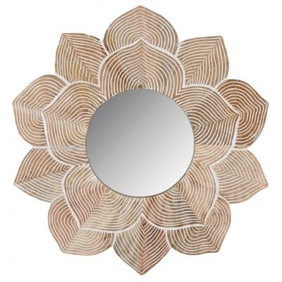 Specchio Lotus in legno di mango e medio intagliato-NMI1870V