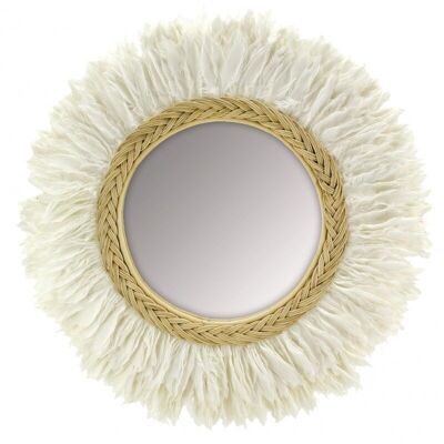 Rattan mirror and swan feather-NMI1890V