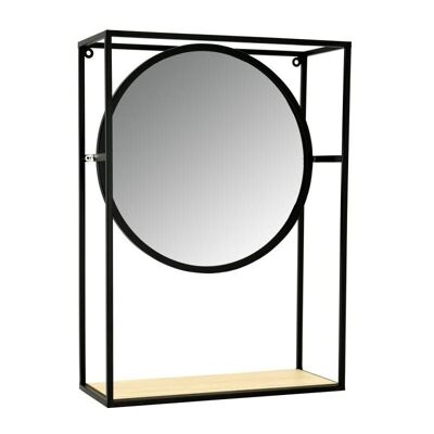 Mensola a specchio in metallo, vetro e legno-NMI1960V