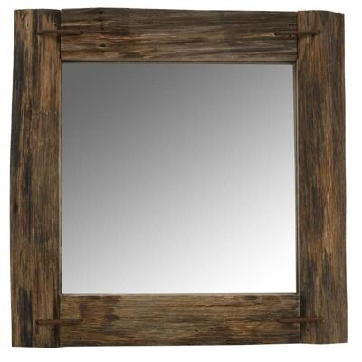 Square rustic reclaimed wood mirror-NMI1980V
