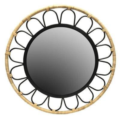 Specchio in metallo e rattan-NMI2050