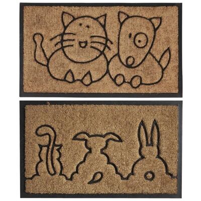 Fußmatte aus Latex und Kokosmuster Hund und Katze-NPA1400