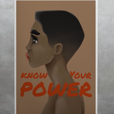 Conoce tu poder - Arte de pared de autoempoderamiento feminista mágico de Black Girl