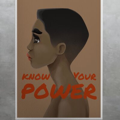 Conoce tu poder - Arte de pared de autoempoderamiento feminista mágico de Black Girl