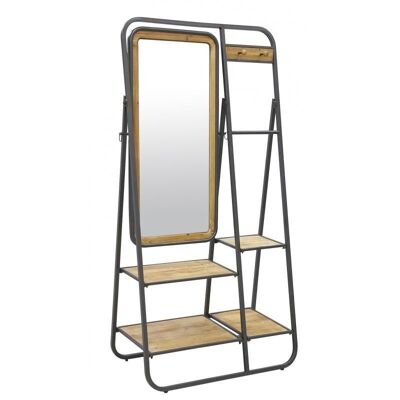 Pine and metal dressing room with mirror-NPM1160V