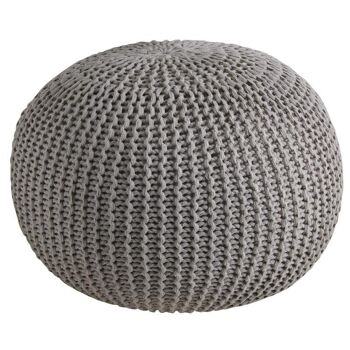 Pouf boule en coton taupe-NPO1320 1