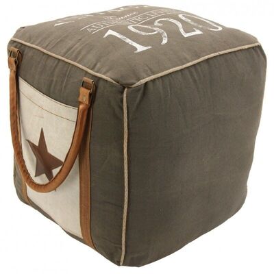 Pouf in cotton and leather Etoile-NPO1460
