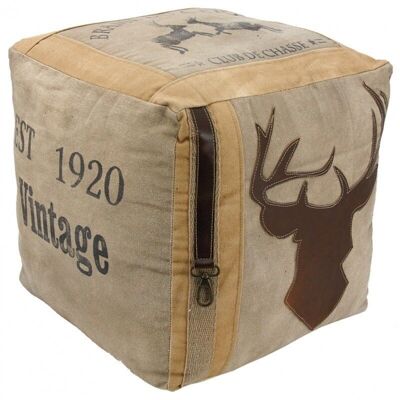 Pouf in cotton and leather Deer-NPO1470