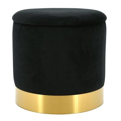 Pouf in velvet and gold metal-NPO1522
