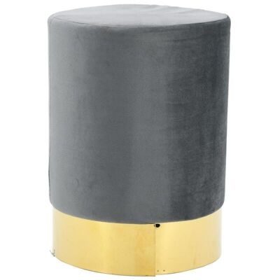Pouf in gray velvet and gold metal-NPO1542