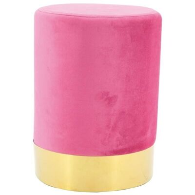 Pouf in pink velvet and gold metal-NPO1543
