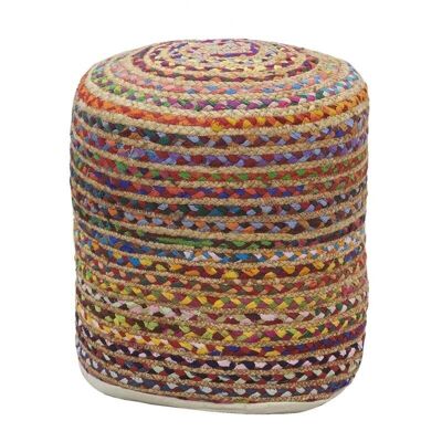 Pouf in multicolored cotton and jute-NPO1550