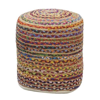 Pouf in cotone e juta multicolore-NPO1550