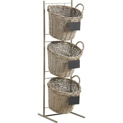 Metal display + 3 wicker baskets-NPR1410
