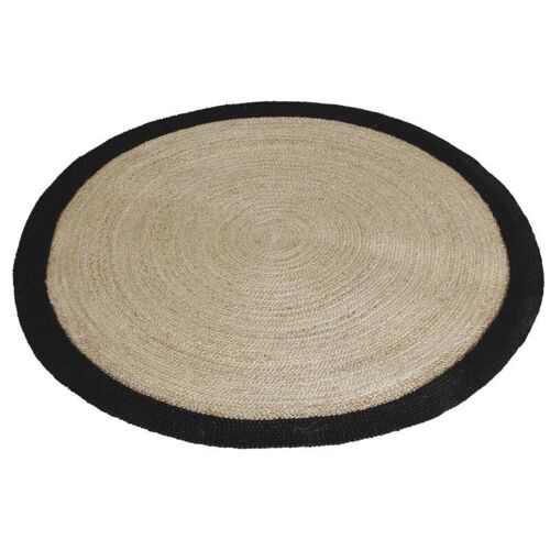 Tapis rond en jute avec bords noirs-NTA1812