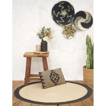 Tapis rond en jute avec bords noirs-NTA1813 3