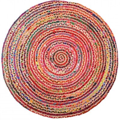 Jute and cotton colorful round rug-NTA2030
