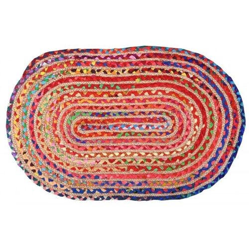 Tapis oval coloré en jute et coton-NTA2041
