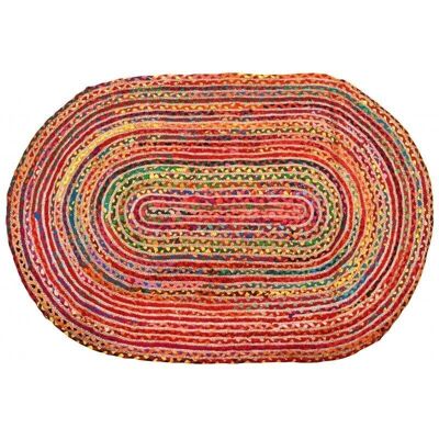 Tappeto ovale colorato in juta e cotone-NTA2042