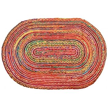 Tapis oval coloré en jute et coton-NTA2042 1